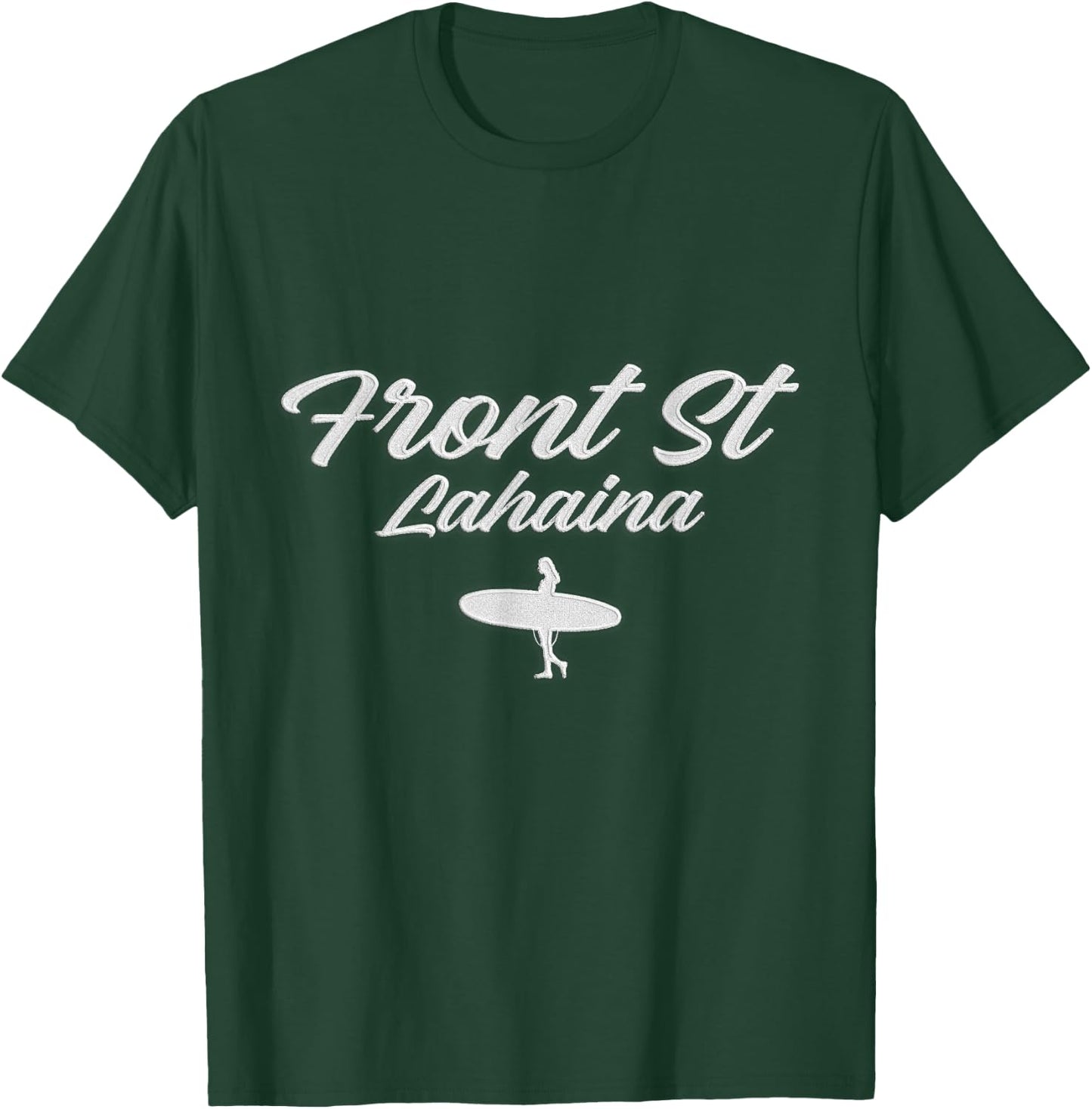 Front Street Lahaina Vintage Surfer Cursive Text Hawaii Surf T-Shirt - T-Shirt | Forest