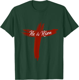 Happy Easter Shirt He Is Risen Jesus Cross Scripture Matthew T-Shirt - T-Shirt | Forest