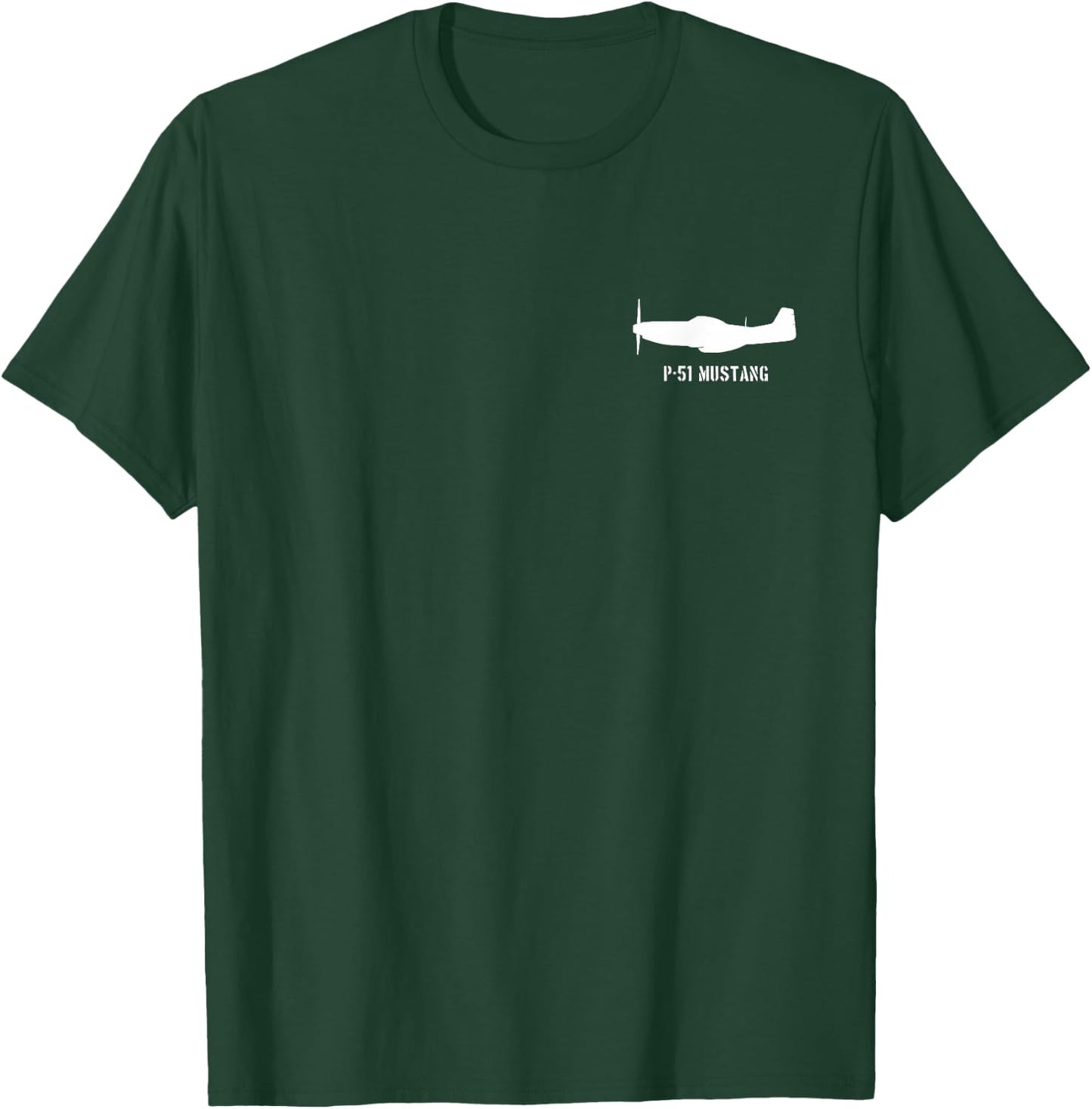 P-51 Mustang Historic Lover Plane Silhouette T-Shirt - T-Shirt | Forest