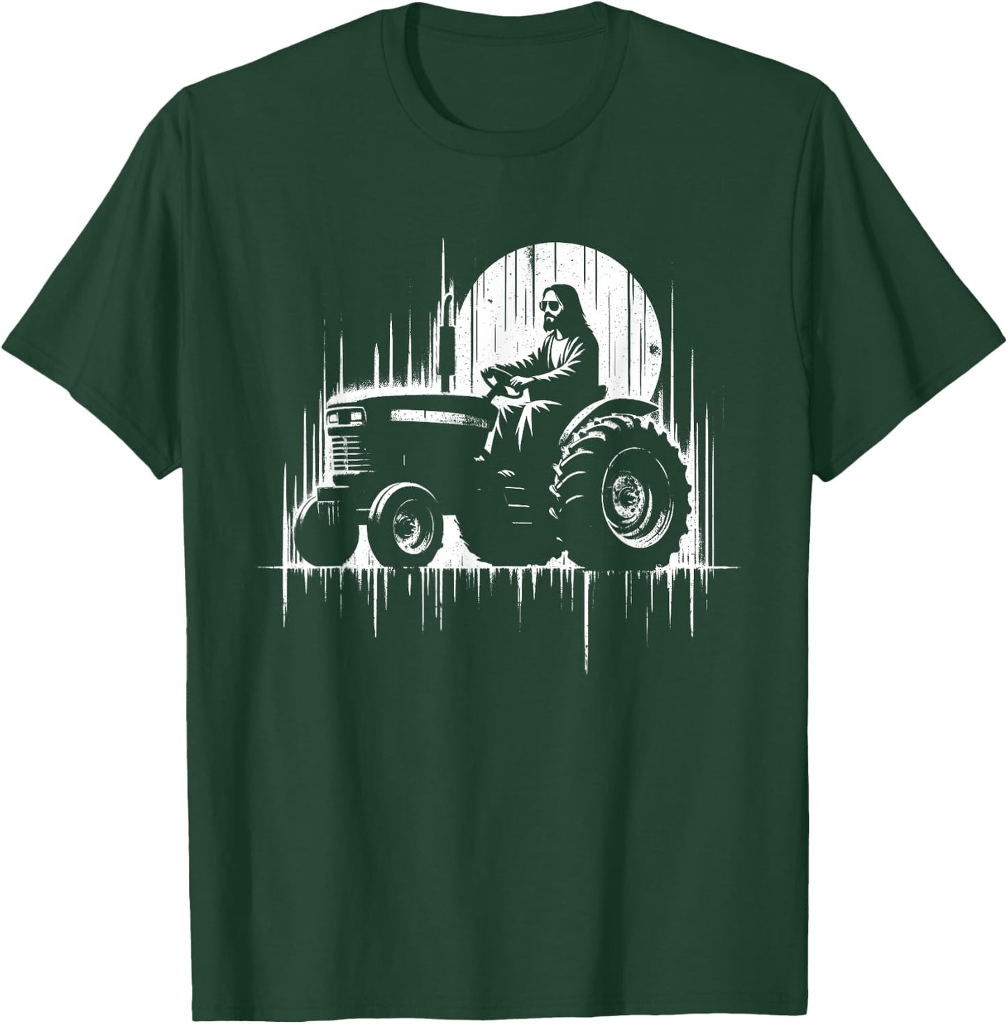 Jesus Tractor - Funny Christian Religious Tractor Driver T-Shirt - T-Shirt | Forest