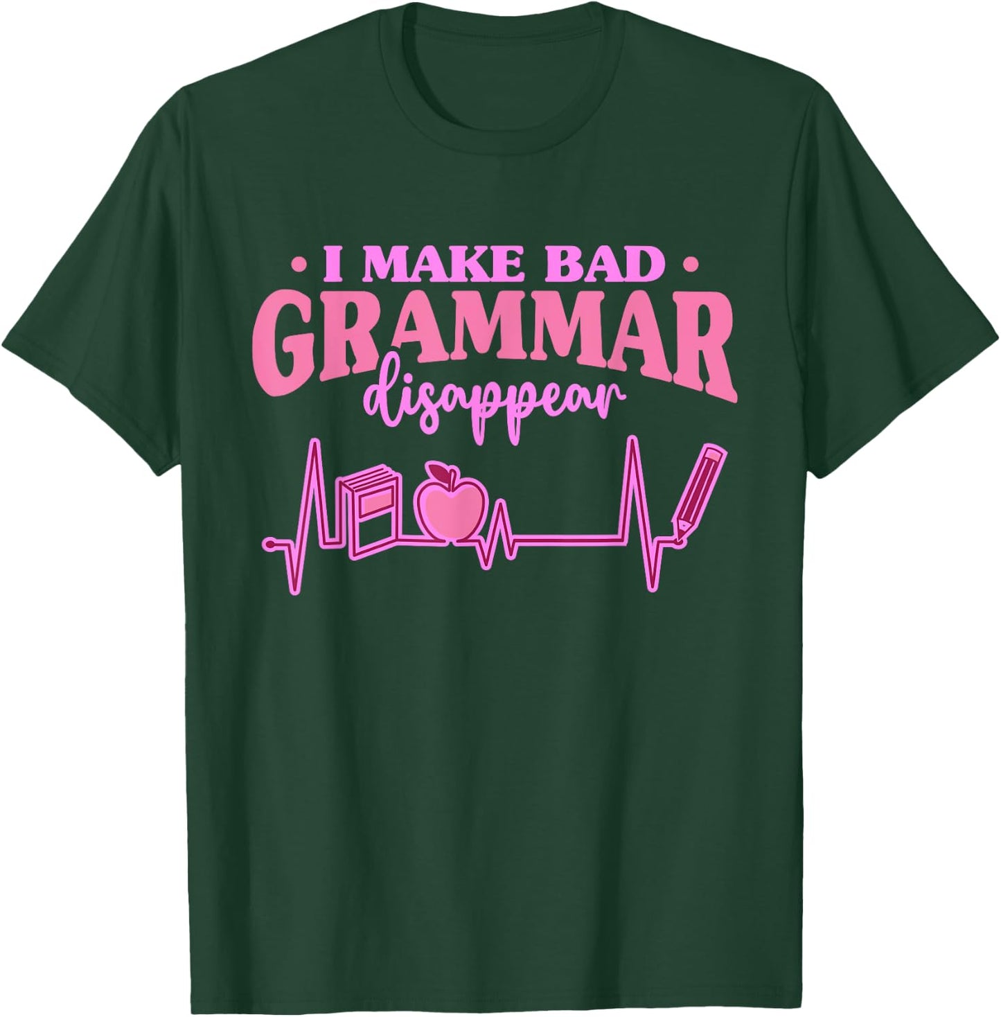 Book Grammar Police English Teacher Reading Women Kids T-Shirt - T-Shirt | Forest