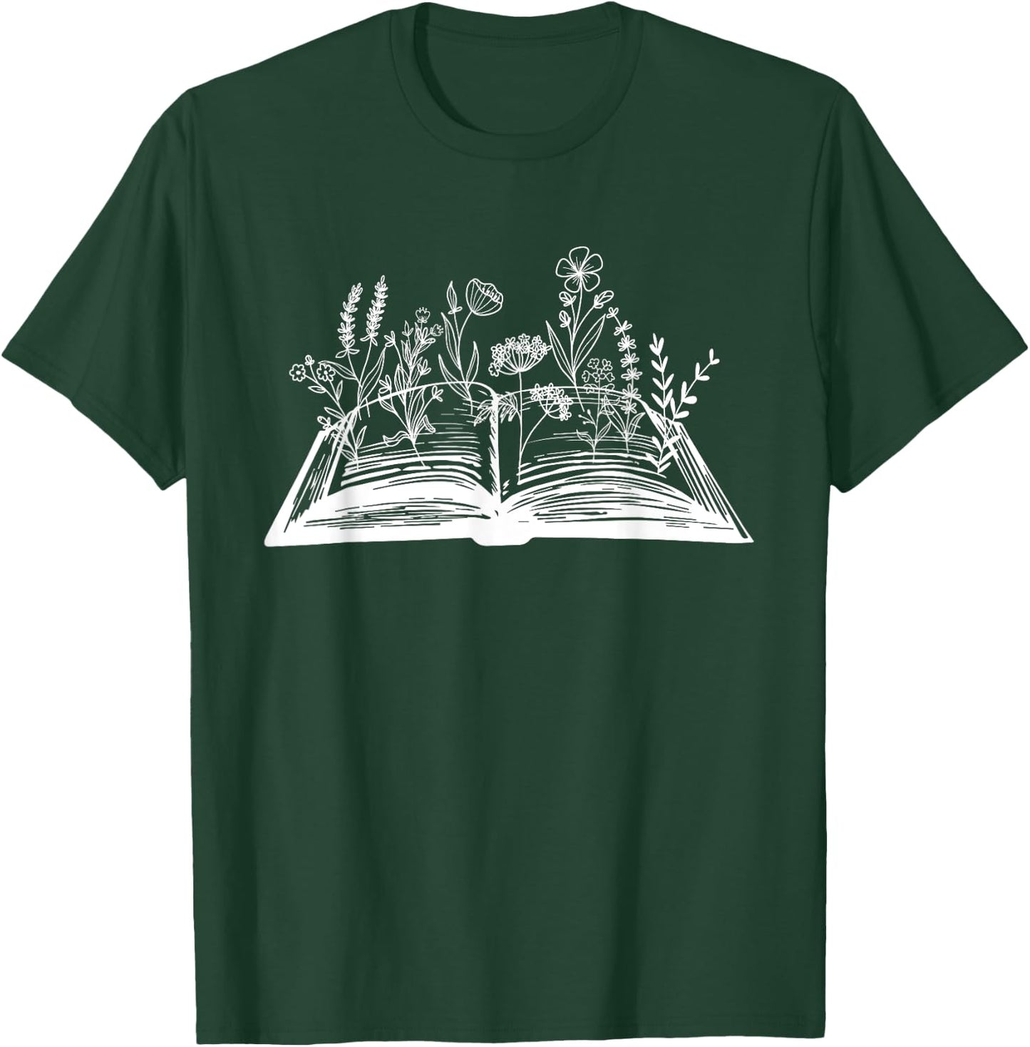 Wildflowers Book Day Flower Books Lover Reader Bookworm Cool T-Shirt - T-Shirt | Forest