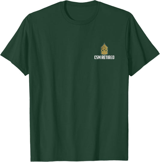Retired E-9 Command Sergeant Major CSM Rank Insignia Logo T-Shirt - T-Shirt | Forest
