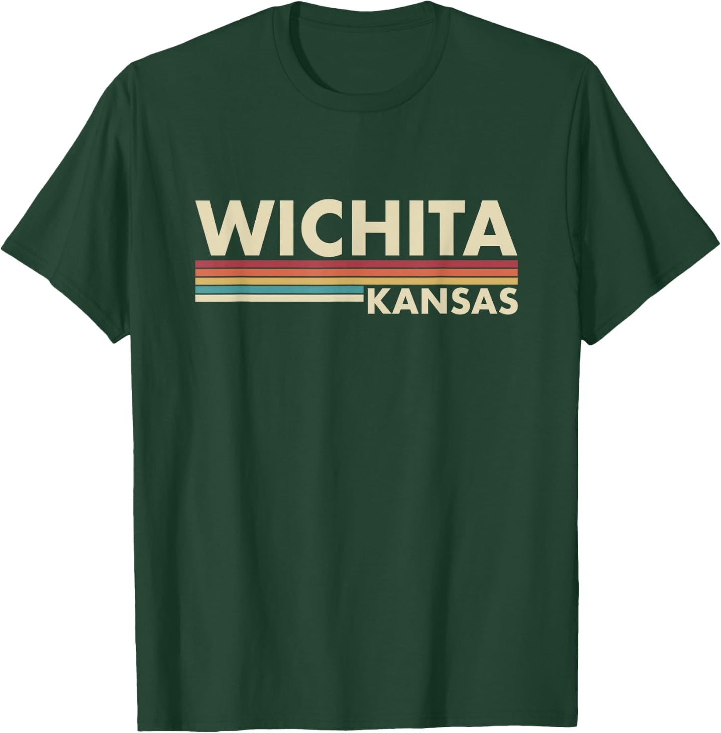 Graphic Club Inc. Wichita - Kansas Vintage Retro Stripes Classic T-Shirt - T-Shirt | Forest