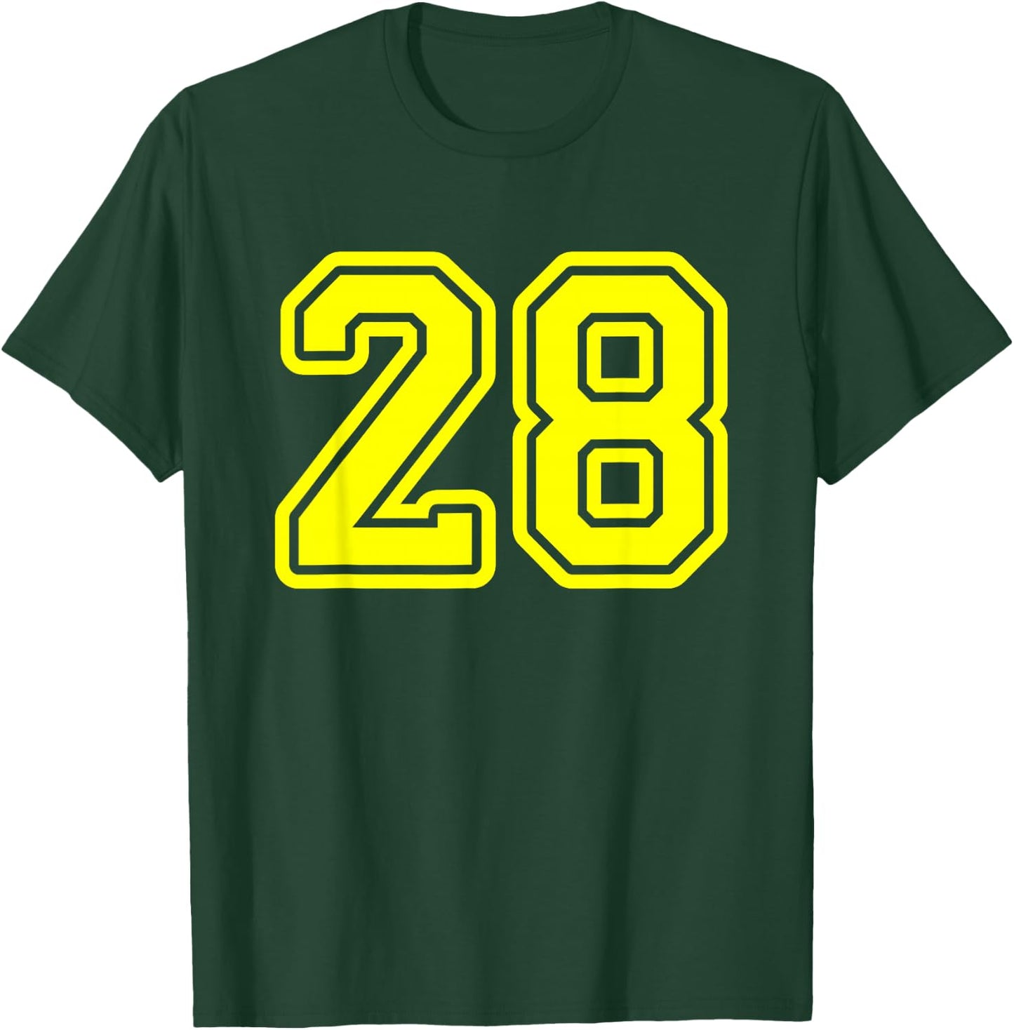 Number 28 Yellow Sports Team Varsity Number 28 T-Shirt - T-Shirt | Forest