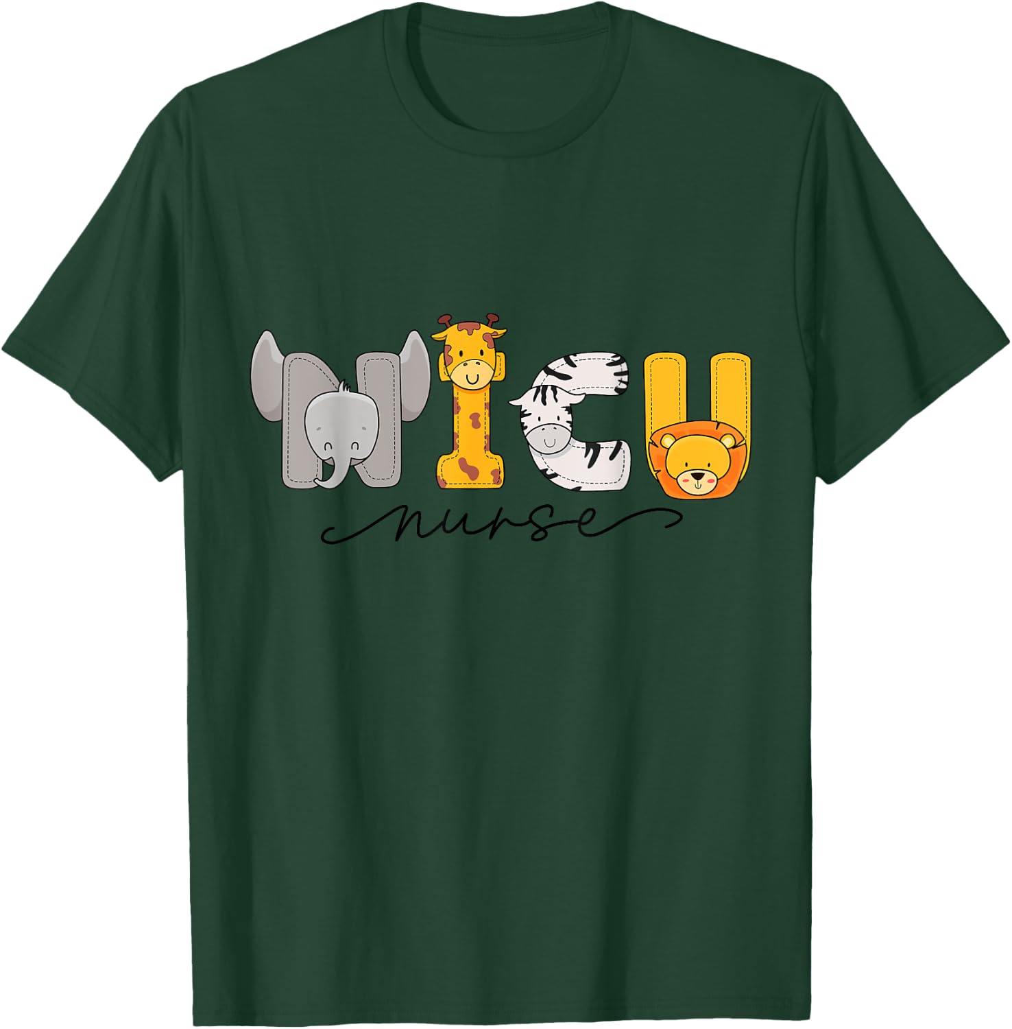 Adorable Baby Animals Graphic NICU Nurse's Day Apparel T-Shirt - T-Shirt | Forest