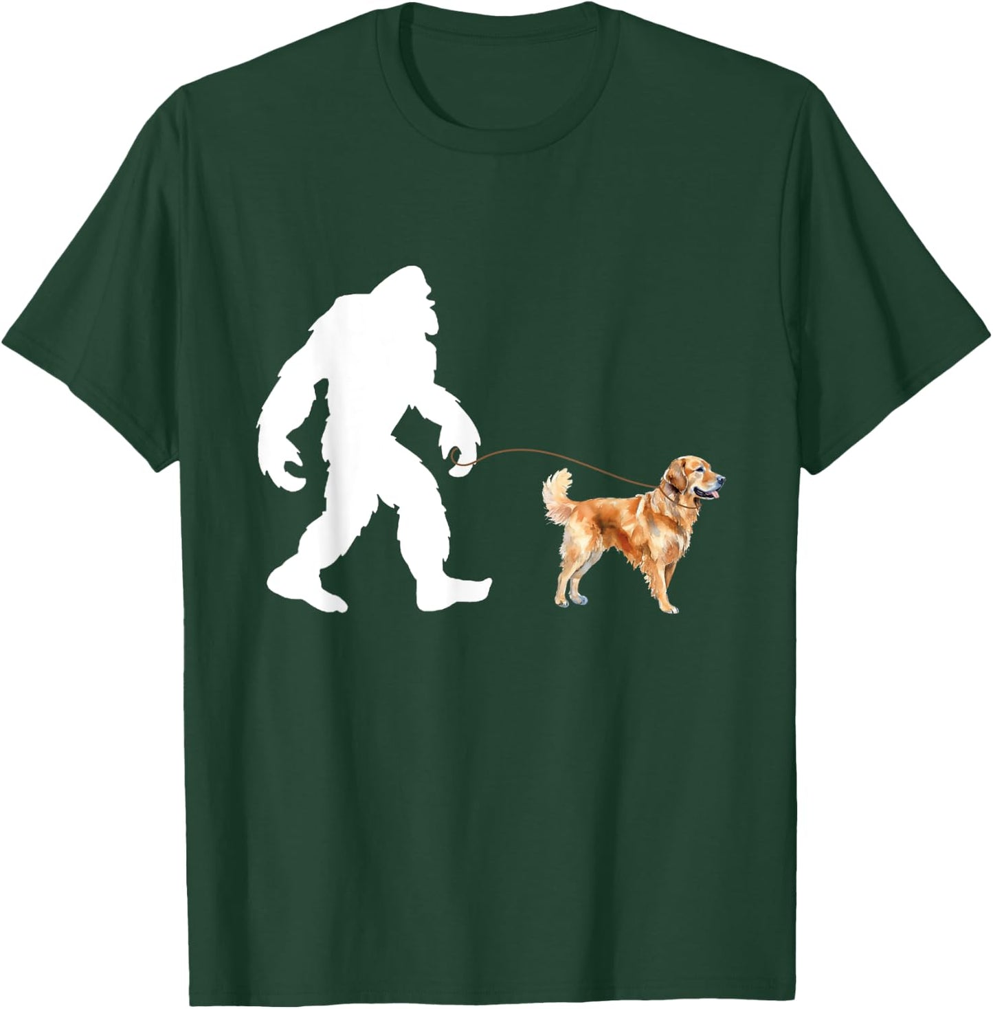 Bigfoot And Golden Retriever - Canine Lover Dog Owner Women Girls Kids T-Shirt - T-Shirt | Forest