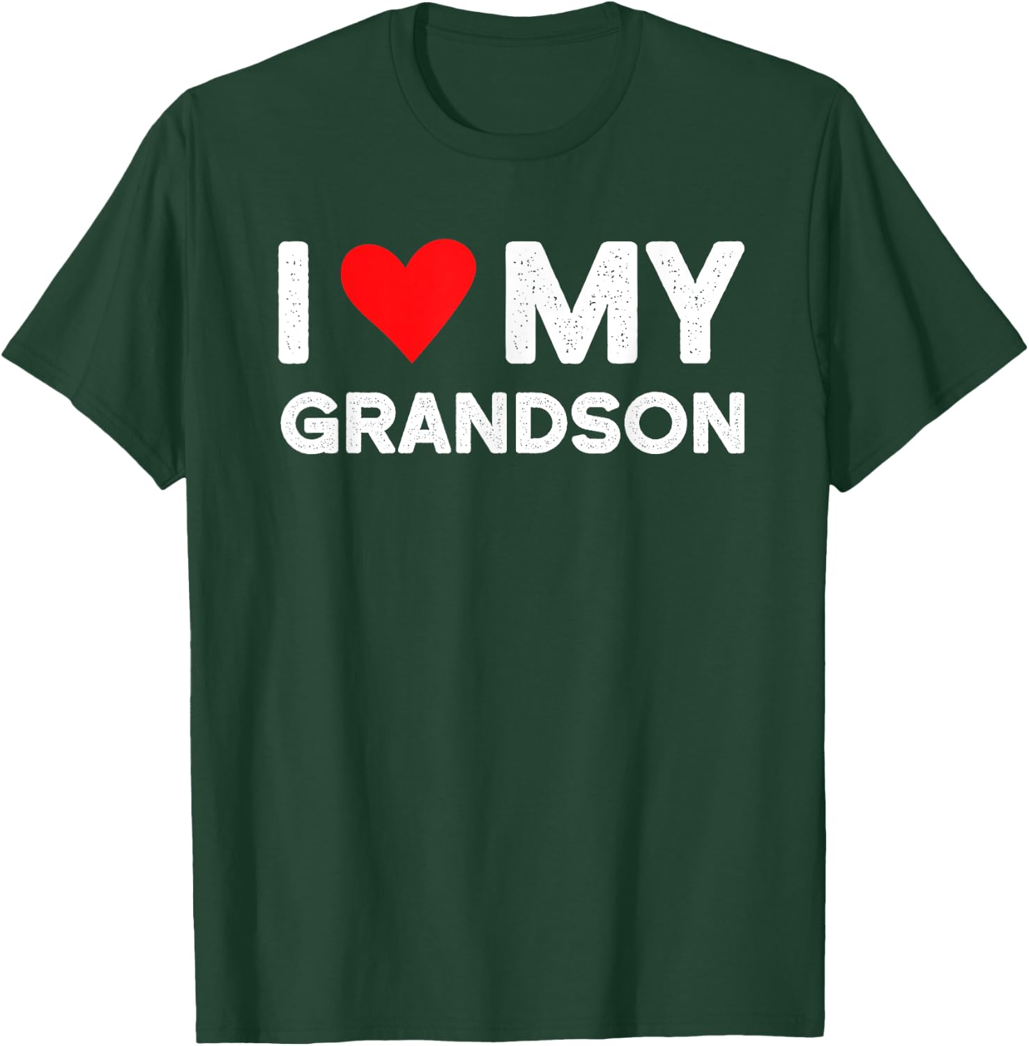 Red Heart Love Grandson Funny Vintage I Love My Grandson T-Shirt - T-Shirt | Forest