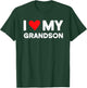 Red Heart Love Grandson Funny Vintage I Love My Grandson T-Shirt - T-Shirt | Forest