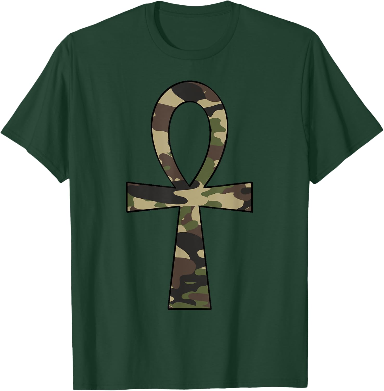 Ankh Cross Camo Egyptian African Pride T-Shirt - T-Shirt | Forest