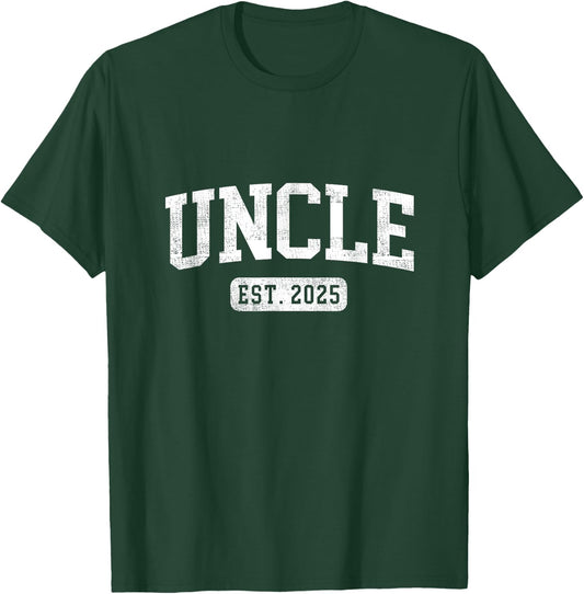 Uncle Est 2025 Promoted To Uncle Announcement T-Shirt - T-Shirt | Forest
