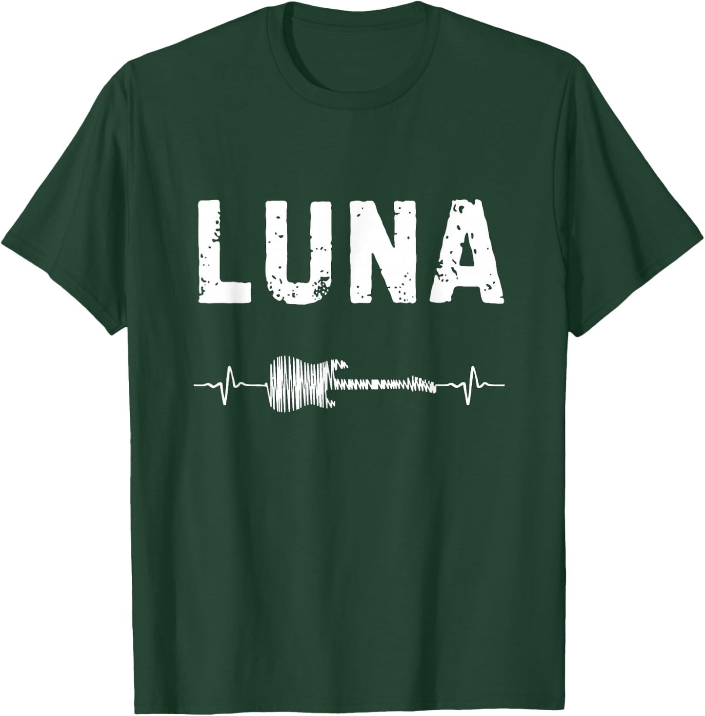 Luna Guitar Heartbeat Music Guitarist Retro Vintage T-Shirt - T-Shirt | Forest