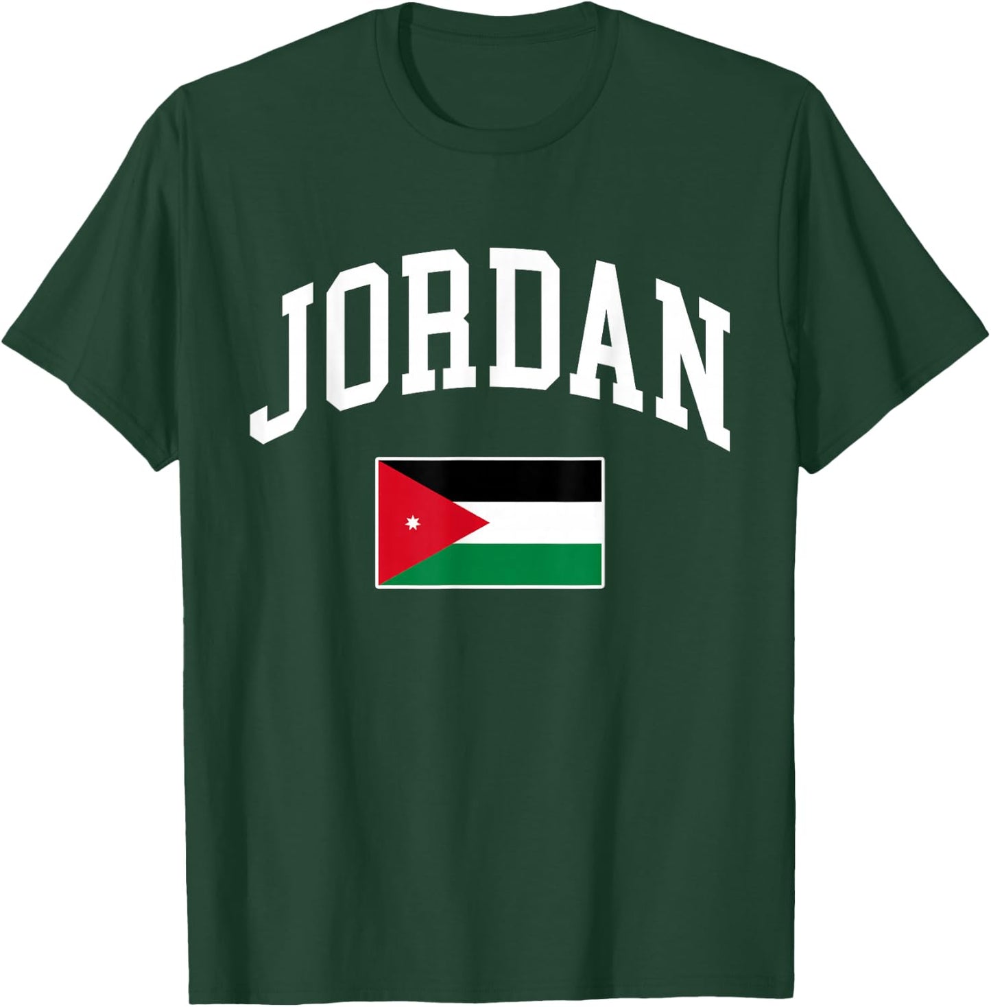 Jordan Jordanian Flag Retro Vintage Classic Graphic T-Shirt - T-Shirt | Forest