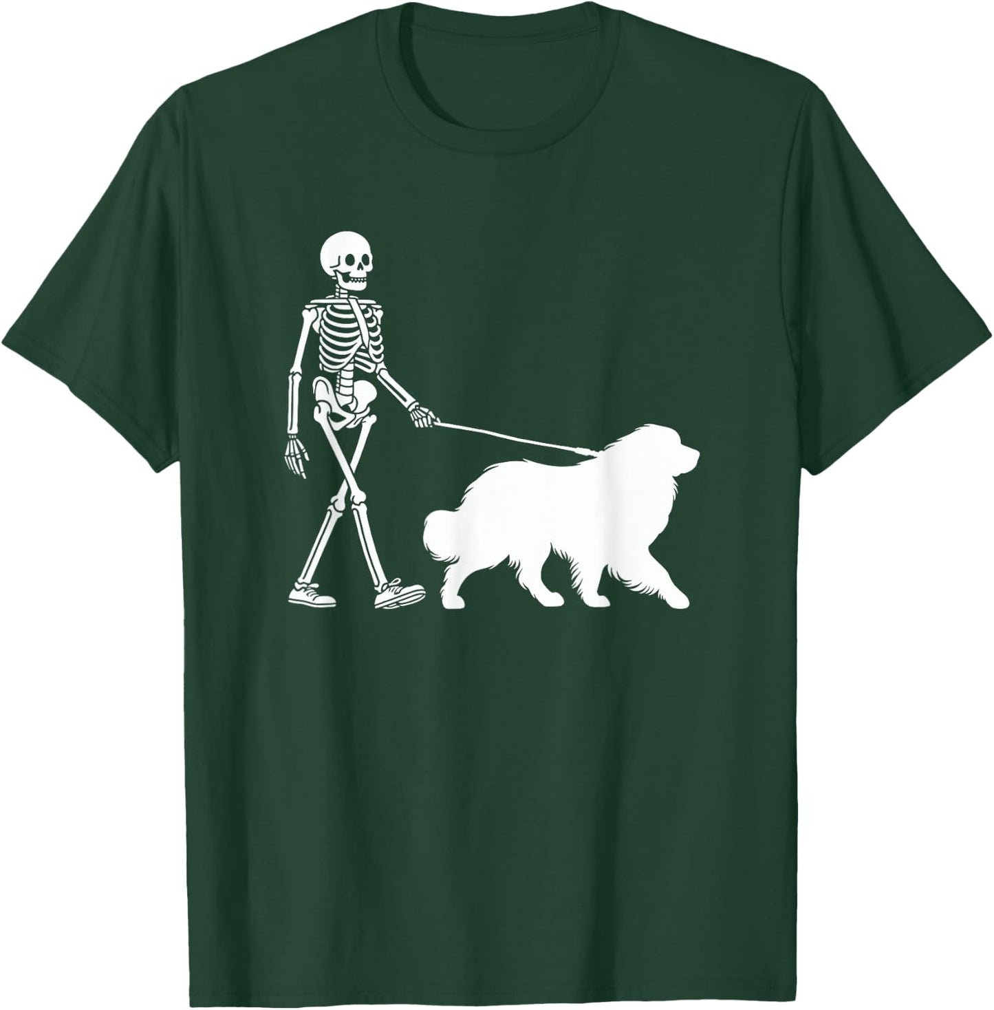 Skeleton Walking a Dog Great Pyrenees Halloween Outfit T-Shirt - T-Shirt | Forest