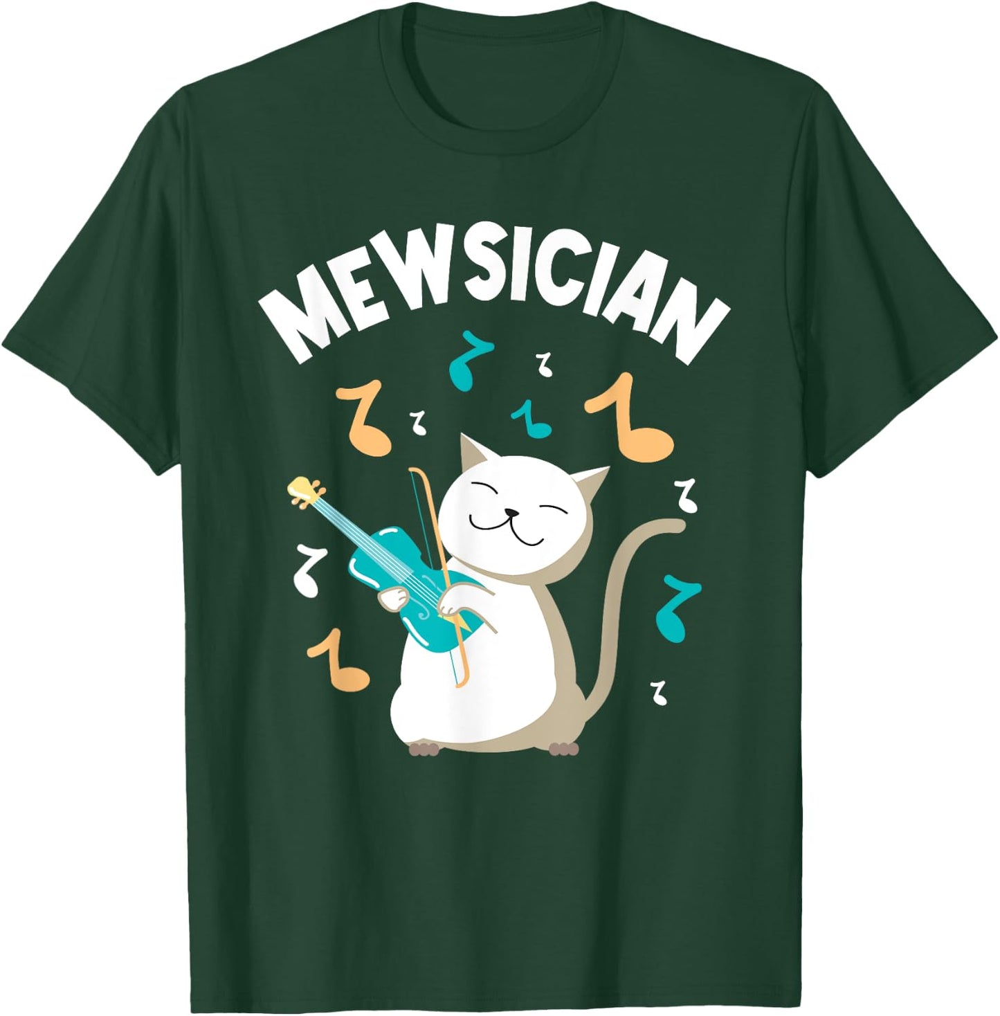 Mewsician - Violin Player Cat Violinist Musician Men Women Girls Kids T-Shirt - T-Shirt | Forest