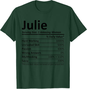 JULIE Nutrition Personalized Name Funny Christmas Gift T-Shirt - T-Shirt | Forest