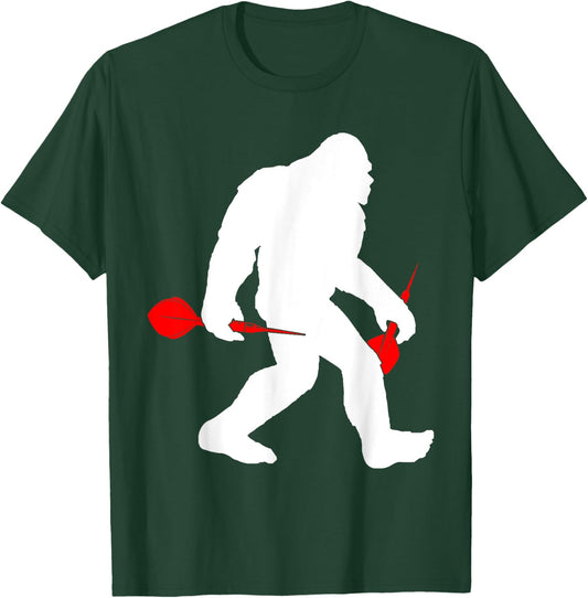 Bigfoot Darts Player Dart Lover Yeti Sasquatch Playing Darts T-Shirt - T-Shirt | Forest