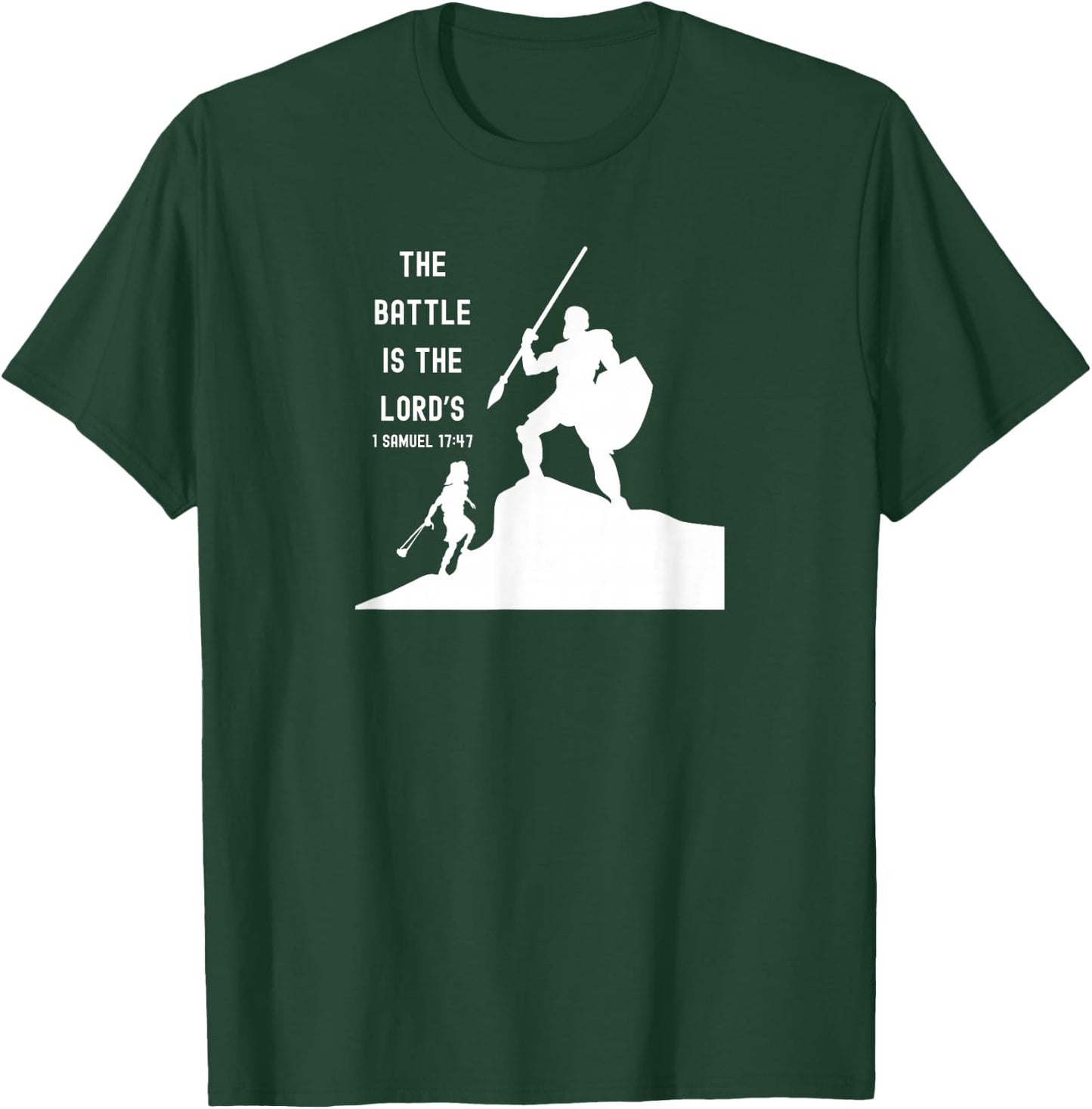 Inspired Words of Hope Bible Verse David and Goliath Christian Scripture Motivating , Small, Black T-Shirt - T-Shirt | Forest