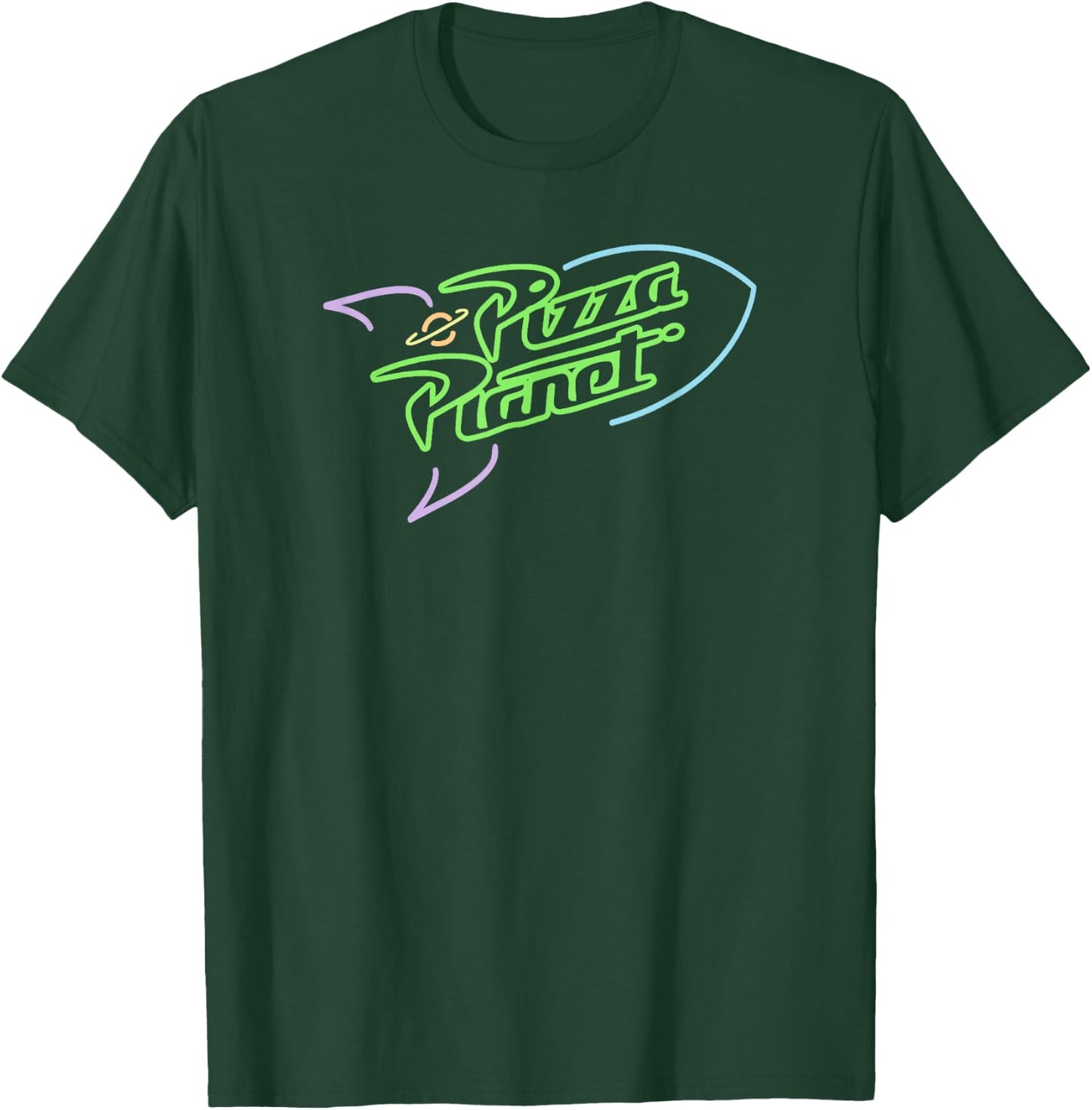 Disney Pixar Toy Story Pizza Planet Neon Spaceship Logo T-Shirt - T-Shirt | Forest