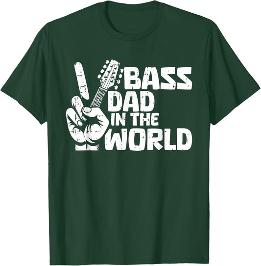 Bass Guitar Dad Fathers Day Guitarist Musician Papa Grandpa T-Shirt - T-Shirt | Forest