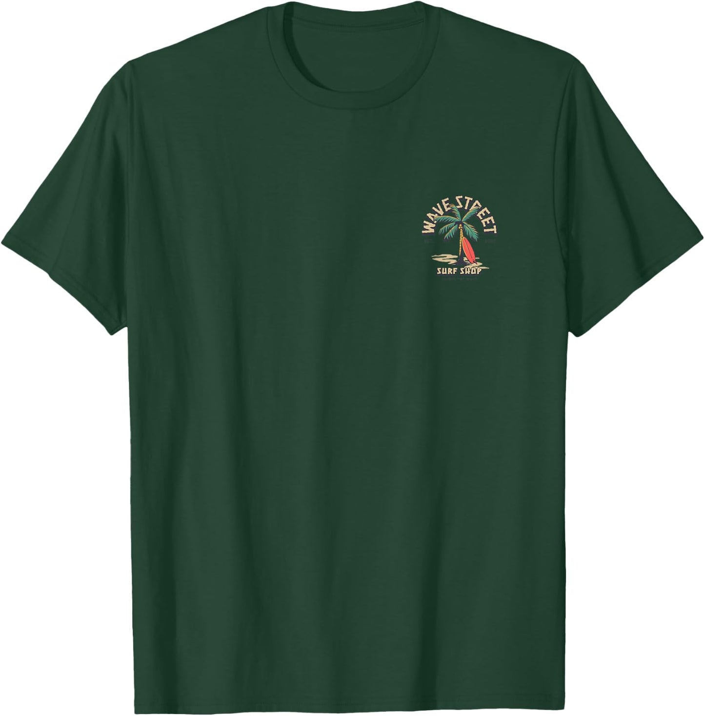 Wave Street Surf Vintage Retro Beach Bum Summertime Graphic T-Shirt - T-Shirt | Forest
