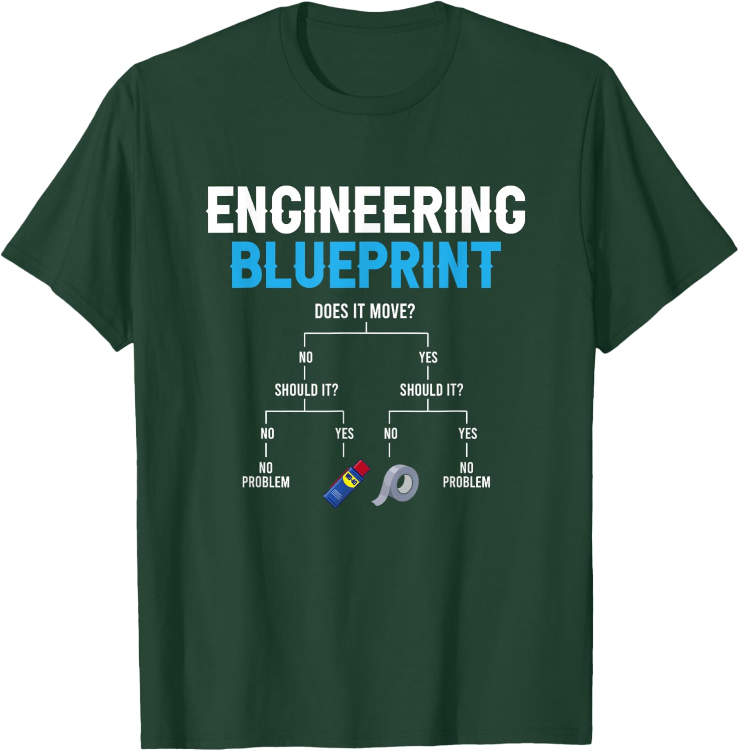 Engineering Blueprint Funny Engineer Duct Tape Repairing T-Shirt - T-Shirt | Forest