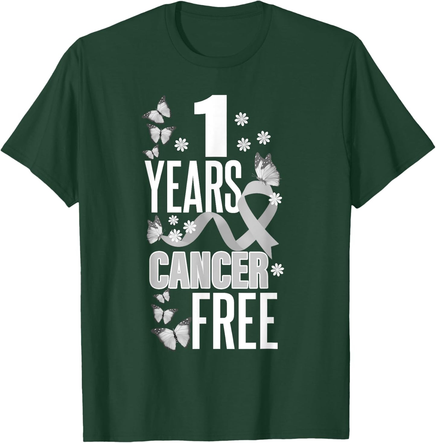 1 Year Cancer Free For Lungs Cancer Awareness T-Shirt - T-Shirt | Forest