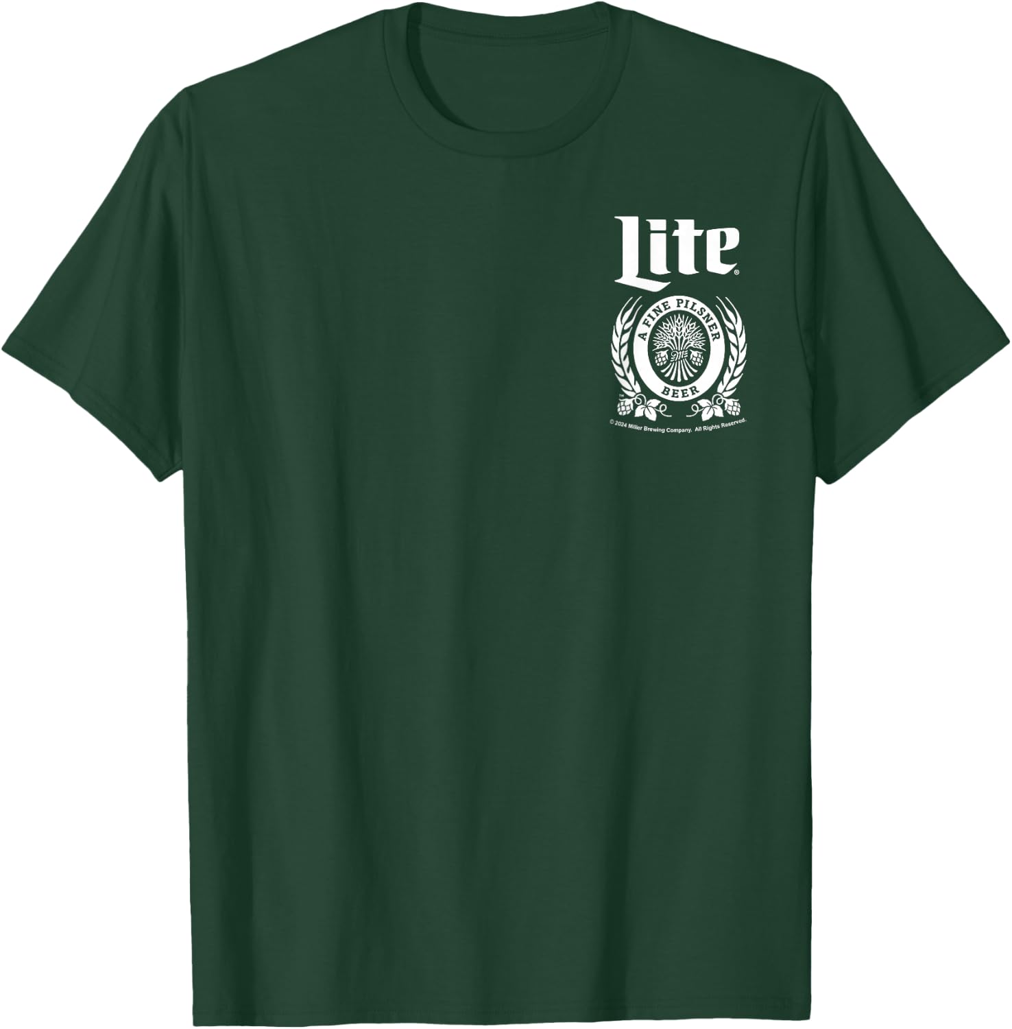 Miller Lite A Fine Pilsner Classic Vintage Faux Pocket T-Shirt - T-Shirt | Forest