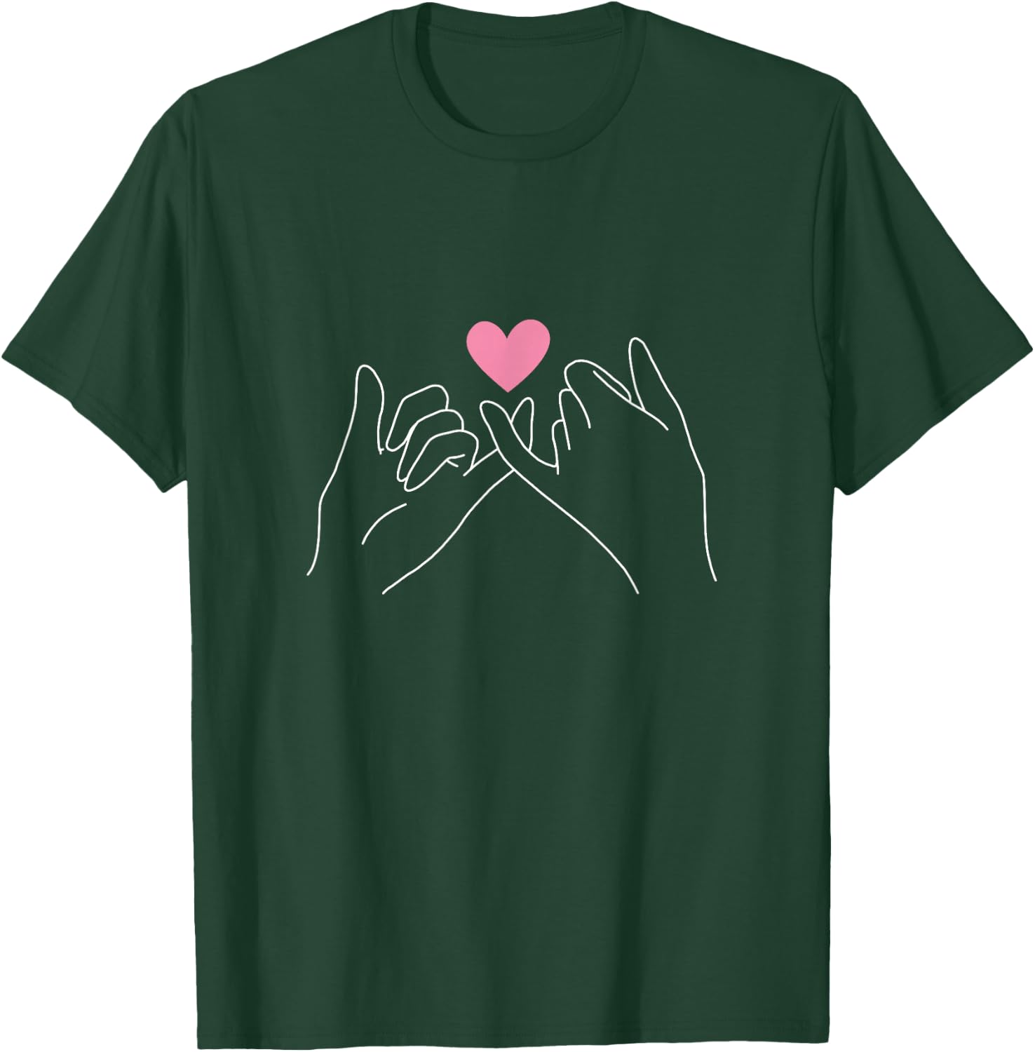 Pinky Swear Bestie BFF Pinky Promise Pink Heart Hand Gesture T-Shirt - T-Shirt | Forest