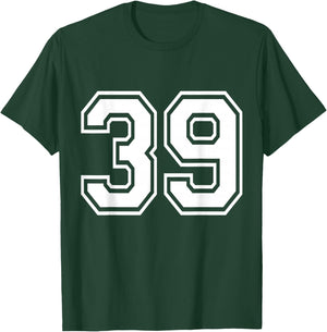 Number 39 Varsity Sports Team Jersey 39th Birthday 39 Years T-Shirt - T-Shirt | Forest