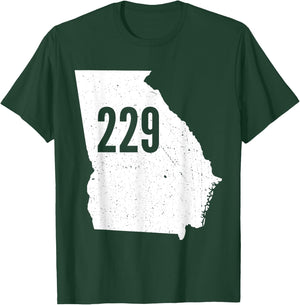 229 Georgia Area Code Outline State Southern Pride T-Shirt - T-Shirt | Forest