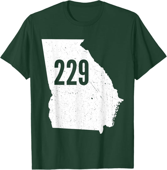 229 Georgia Area Code Outline State Southern Pride T-Shirt - T-Shirt | Forest