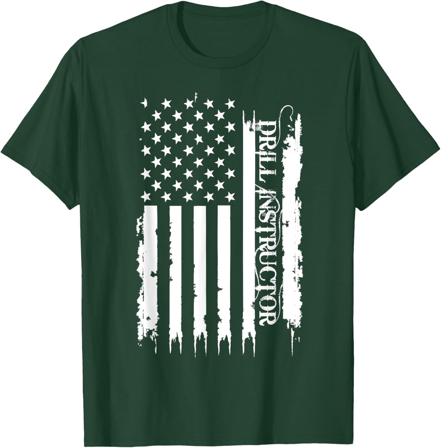 Drill Instructor United States Distressed w US Flag T-Shirt - T-Shirt | Forest
