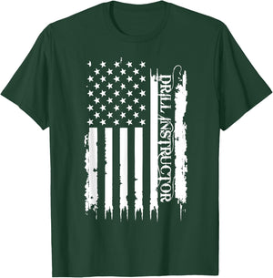 Drill Instructor United States Distressed w US Flag T-Shirt - T-Shirt | Forest