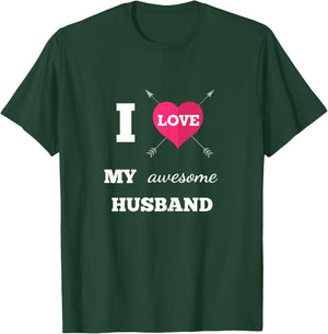 I Love My Awesome Husband Shirt Heart & Arrow Cool Wife T-Shirt - T-Shirt | Forest