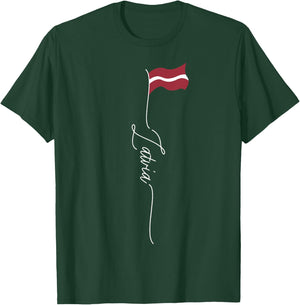 Latvia, Latvija, Riga Latvijas karogs Latvian Patriotic Flag T-Shirt - T-Shirt | Forest