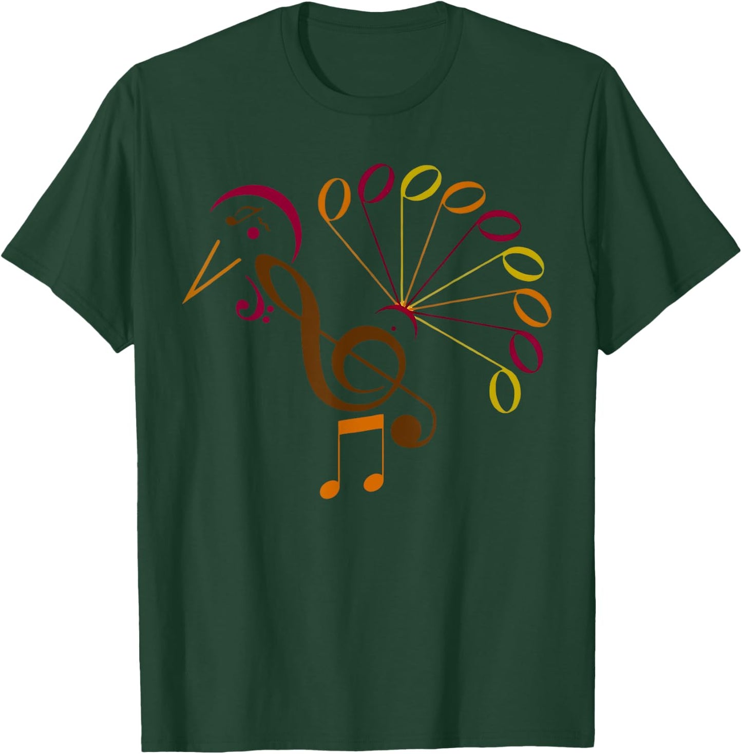 Music Note Symbol Turkey Music Teacher Thanksgiving Musician T-Shirt - T-Shirt | Forest