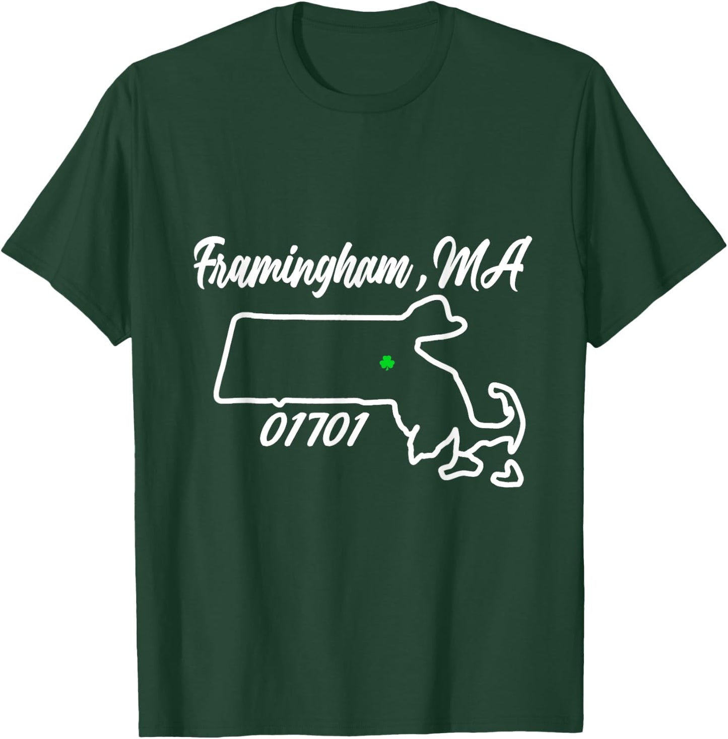 Framingham MA 01701 MASS Massachusetts State Map Souvenir T-Shirt - T-Shirt | Forest