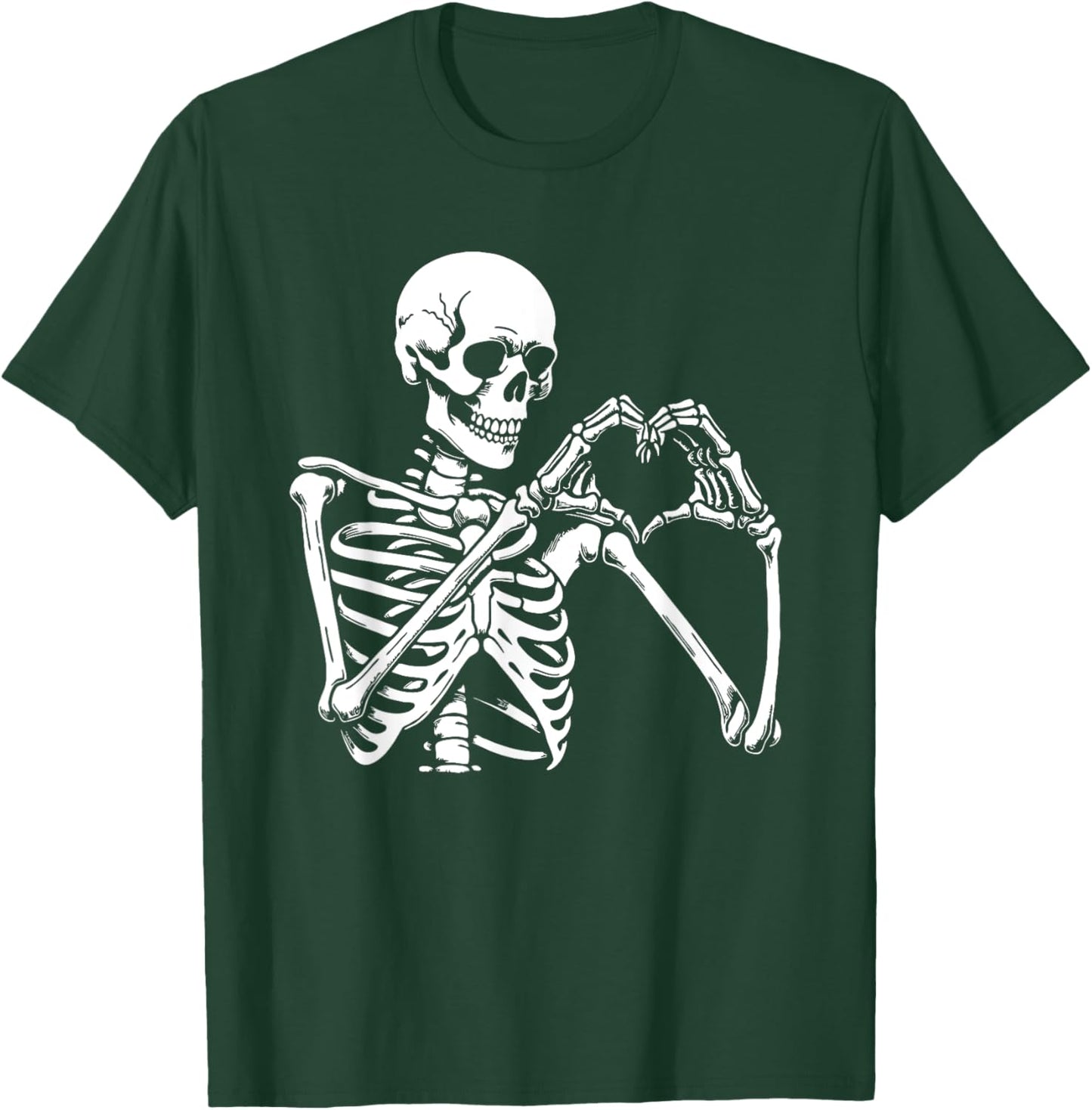 Skeleton Heart Hands Sign Halloween Costume Retro Halloween T-Shirt - T-Shirt | Forest