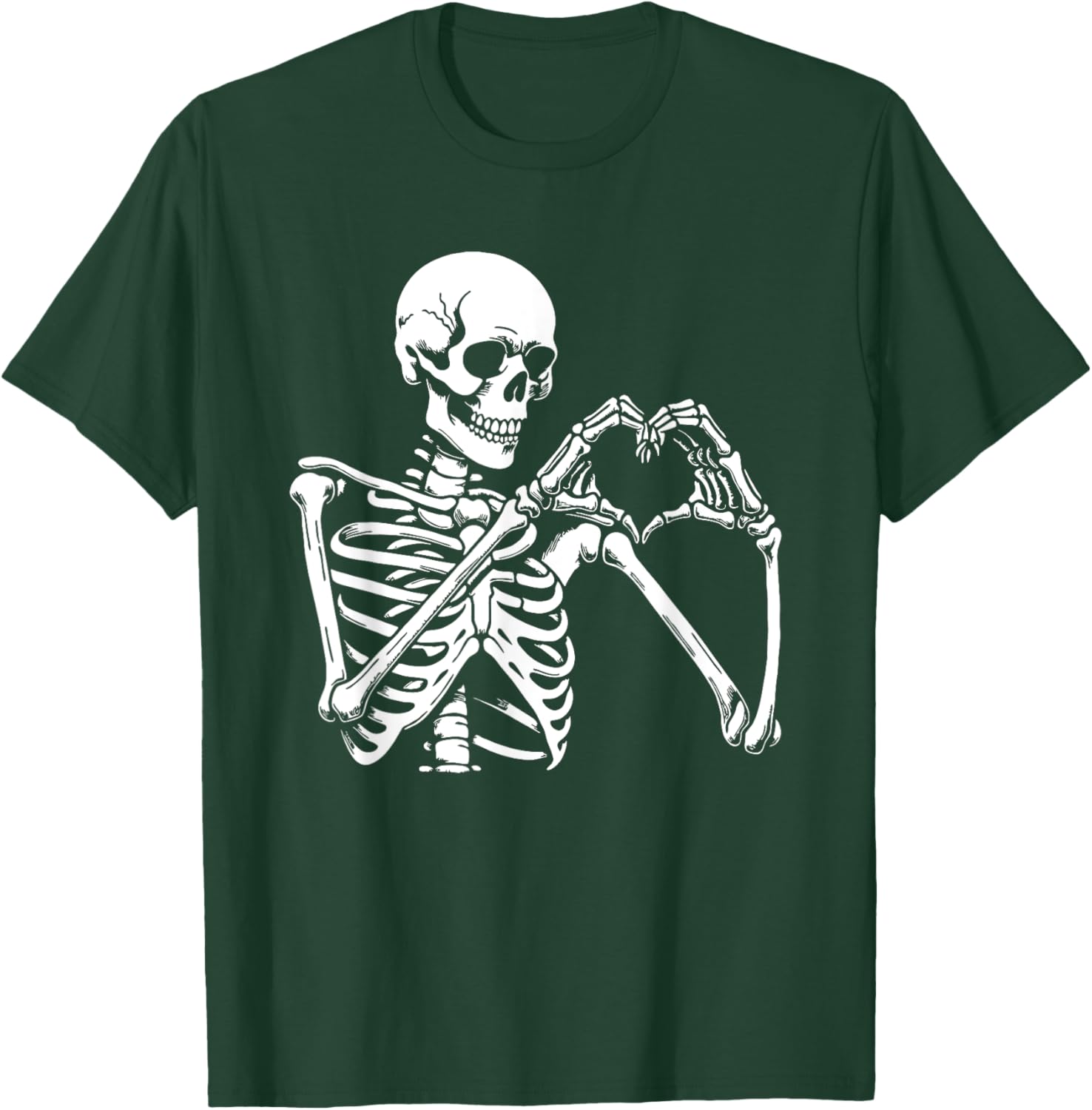 Skeleton Heart Hands Sign Halloween Costume Retro Halloween T-Shirt - T-Shirt | Forest