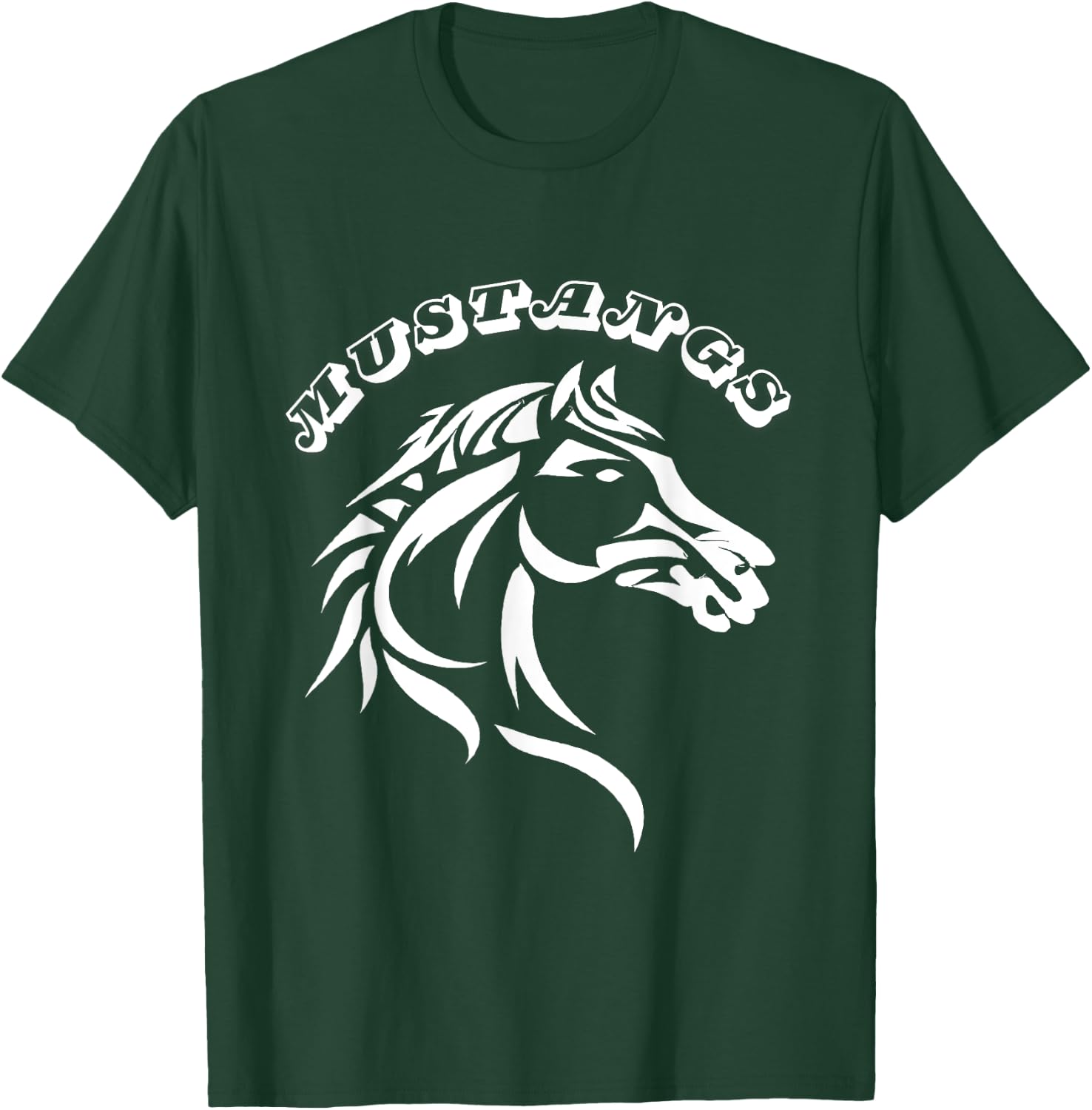 Mustangs Teacher Student School Sports Fan Team Spirit Men Women Girls Kids T-Shirt - T-Shirt | Forest