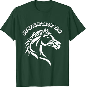 Mustangs Teacher Student School Sports Fan Team Spirit Men Women Girls Kids T-Shirt - T-Shirt | Forest