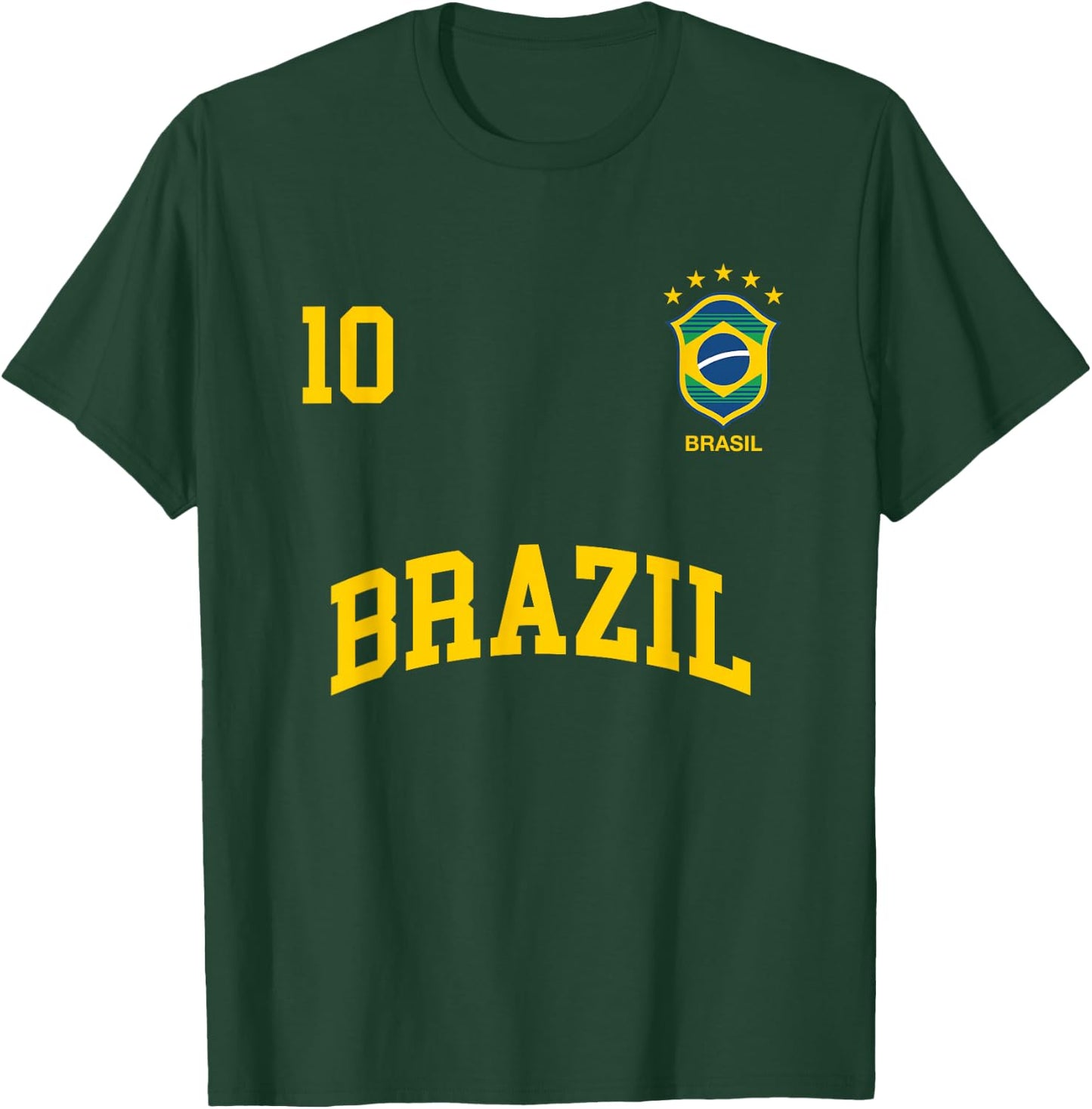 Brazil Number 10 Brazilian Soccer Team Sports Shirt T-Shirt - T-Shirt | Forest