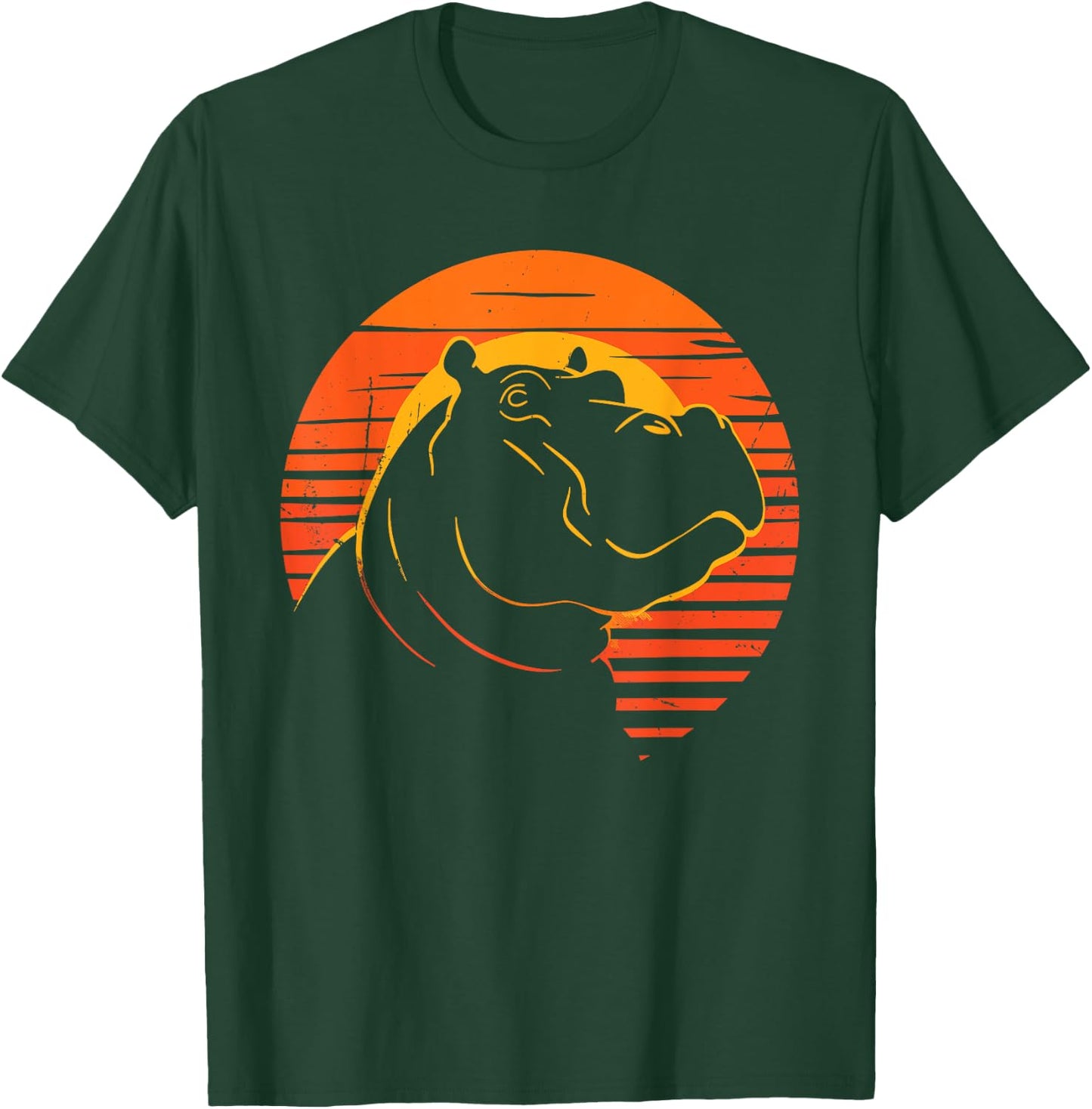 Hippopotamus Retro Vintage 80s - Funny Hippo Animals Lover T-Shirt - T-Shirt | Forest