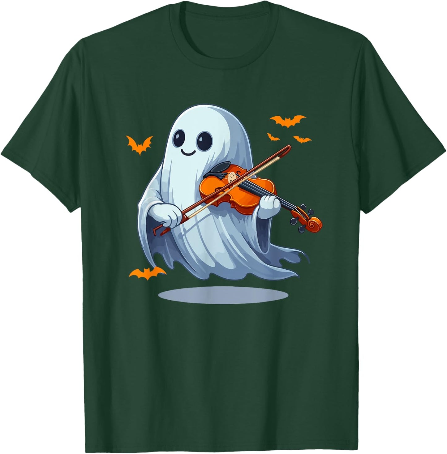 Boo Ghost Playing Violin Halloween Musical Instrument T-Shirt - T-Shirt | Forest
