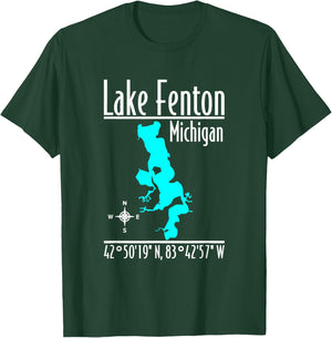 Modern Lake Fenton - Michigan T-Shirt - T-Shirt | Forest