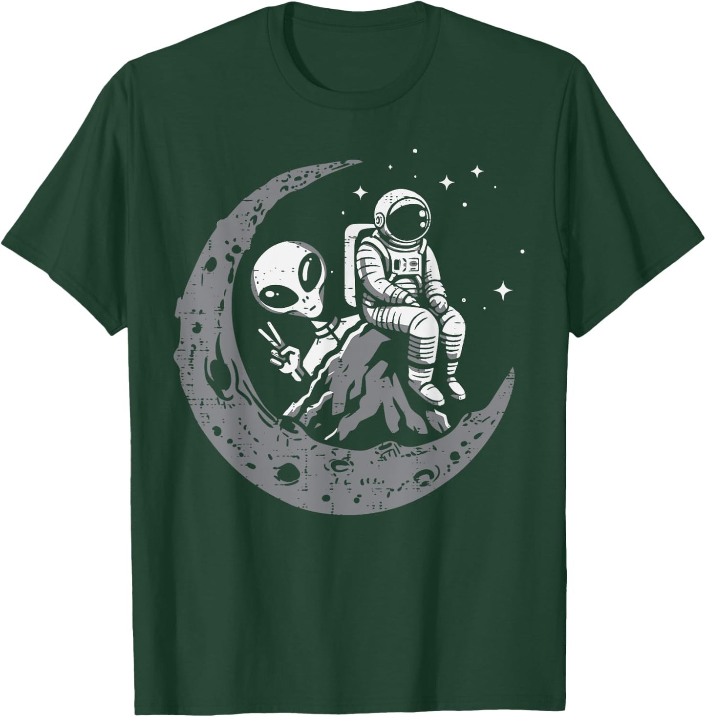 Astronaut Moon Alien Peace Funny Space Galaxy Men Women Kids T-Shirt - T-Shirt | Forest