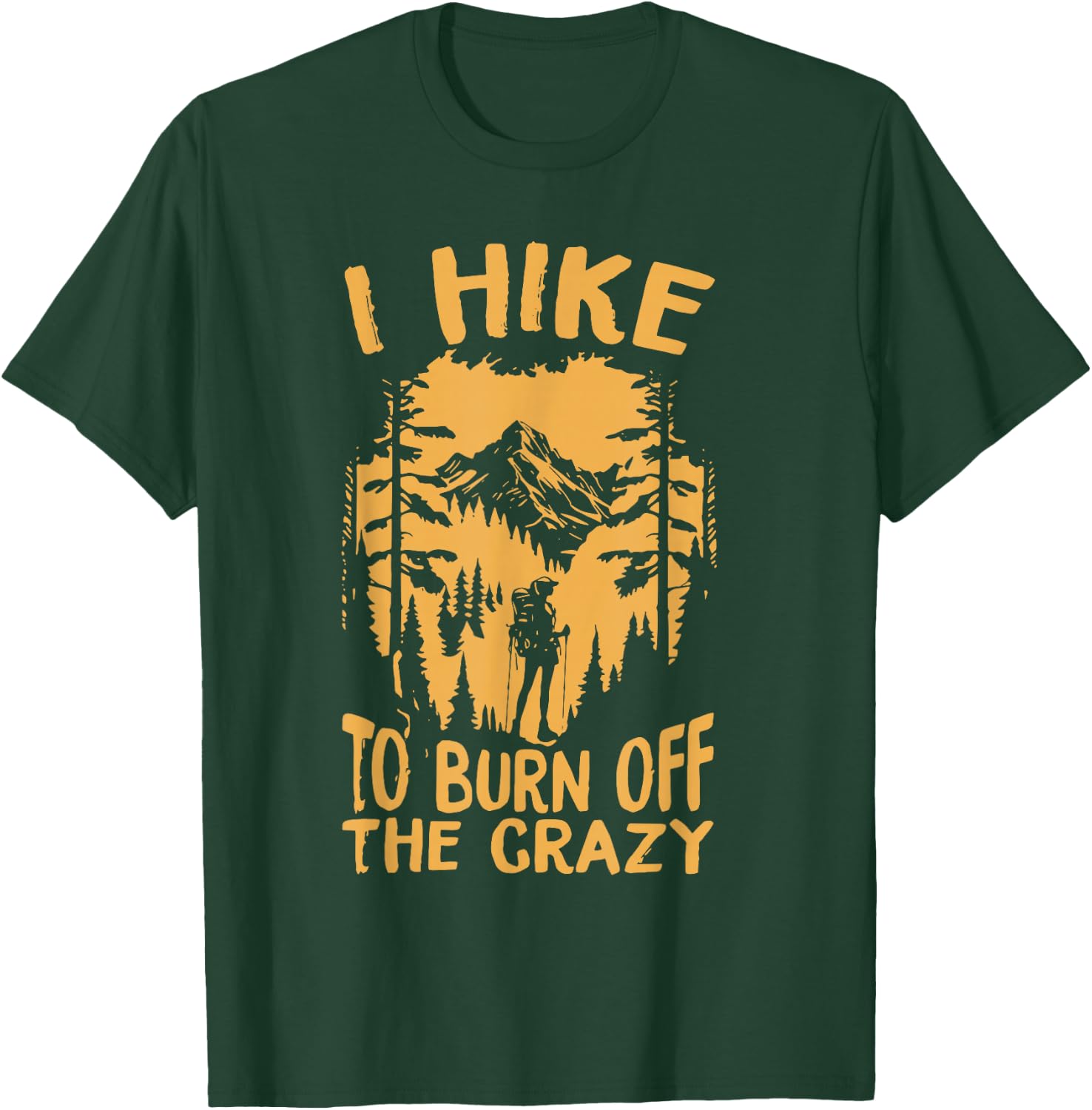 I Hike to burn off the crazy,Retro camping vintage camper , Small, Black T-Shirt - T-Shirt | Forest