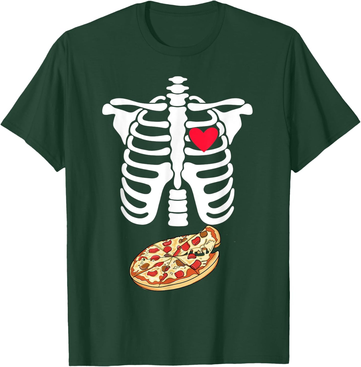 Halloween Skeleton Pregnancy Pizza Xray Dad To Be T-Shirt - T-Shirt | Forest