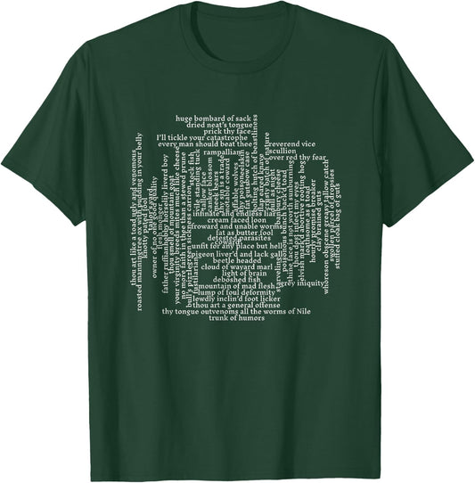 Dramatically Correct Shakespeare Insults Funny Quote - Black, -Adults, Short Sleeve, Classic Fit, Cotton, Polyester, Machine Wash, 1 Count, Small T-Shirt - T-Shirt | Forest
